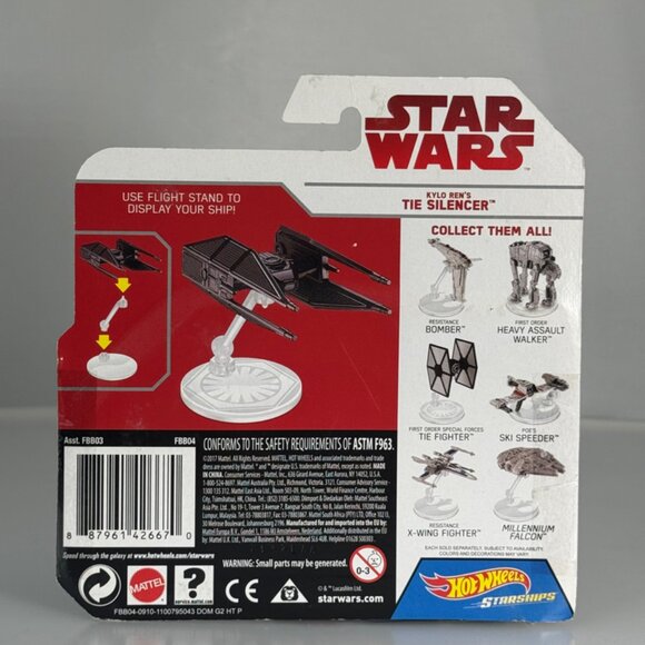 KYLO REN'S TIE SILENCER Star Wars Hot Wheels Die Cast Mattel Starships NEW - Picture 5 of 9